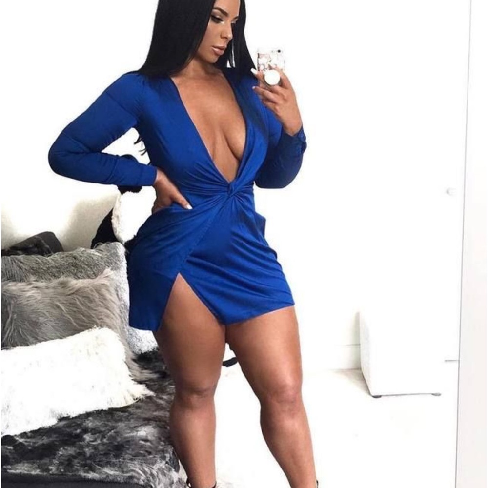 New knot twist black satin dress fashion nova large